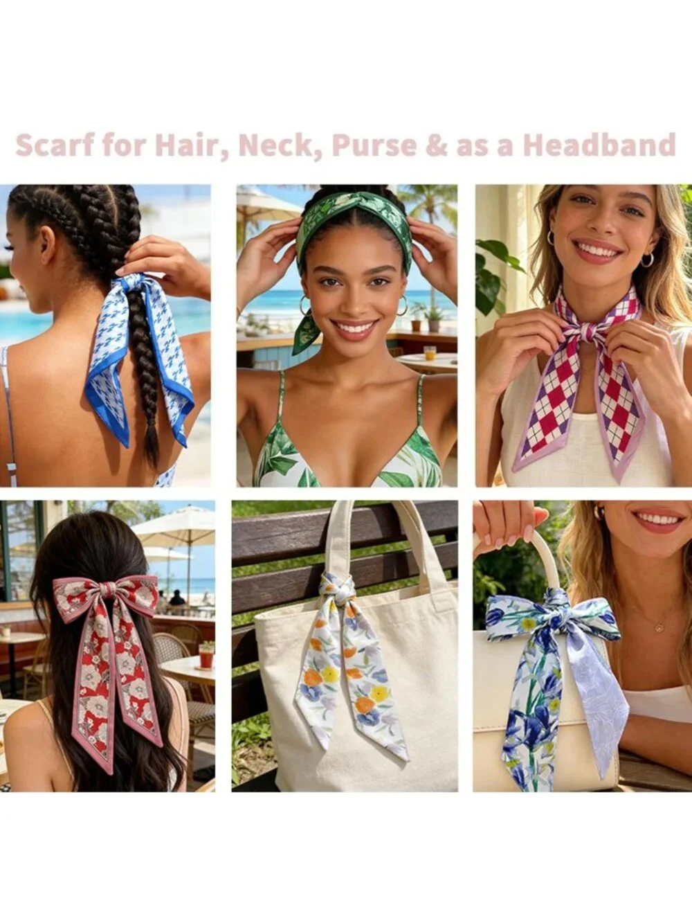 Lightweight Silk Hair Scarves for Women - 4/40 Pcs Headbands & Bag Accessories